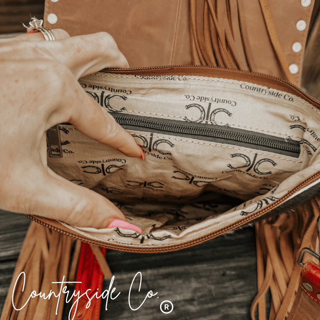 Chisholm Trail Cowhide and Tooled Leather Purse - UnLaced Boutique