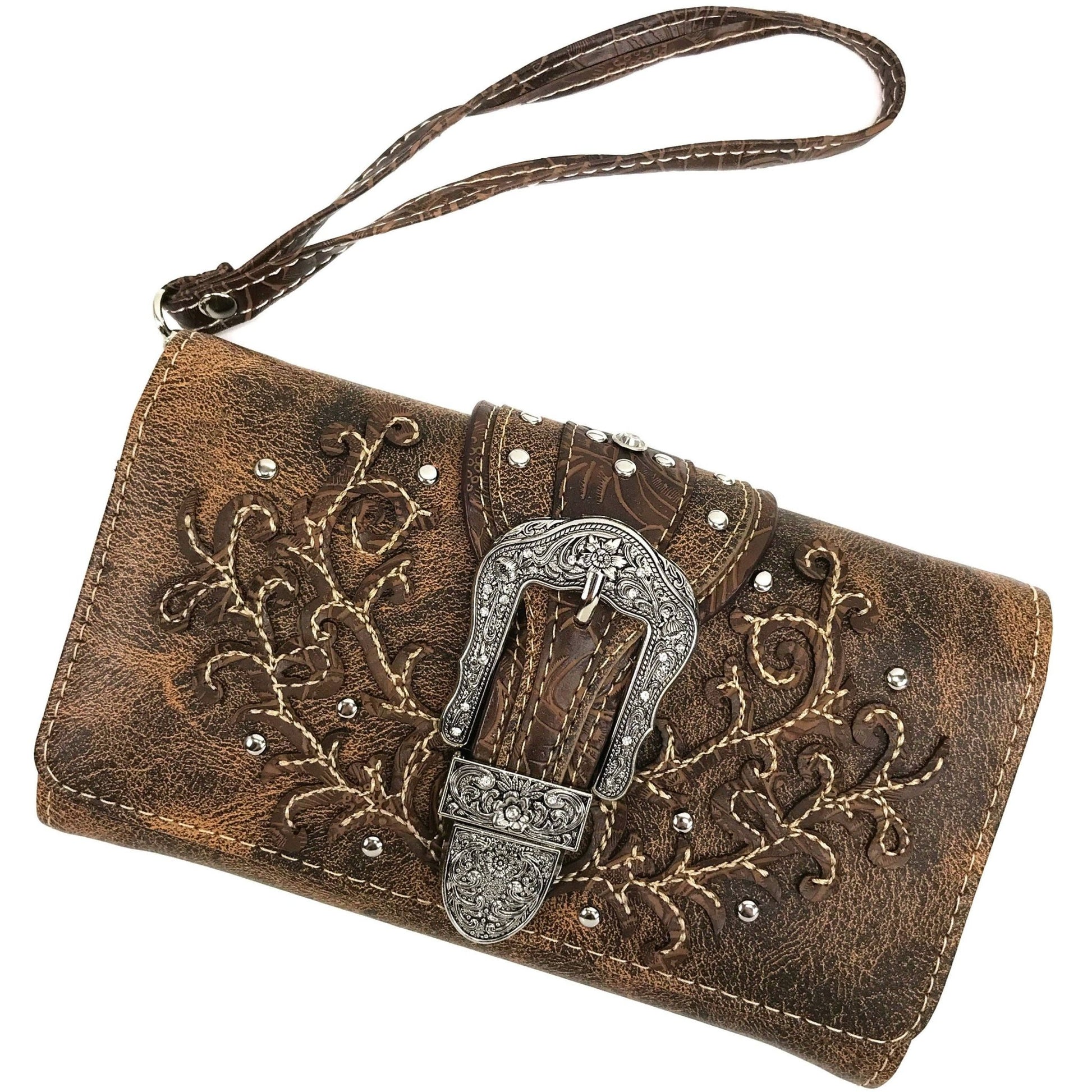 Classic Western Buckle Crossbody Trifold Wallet - UnLaced Boutique