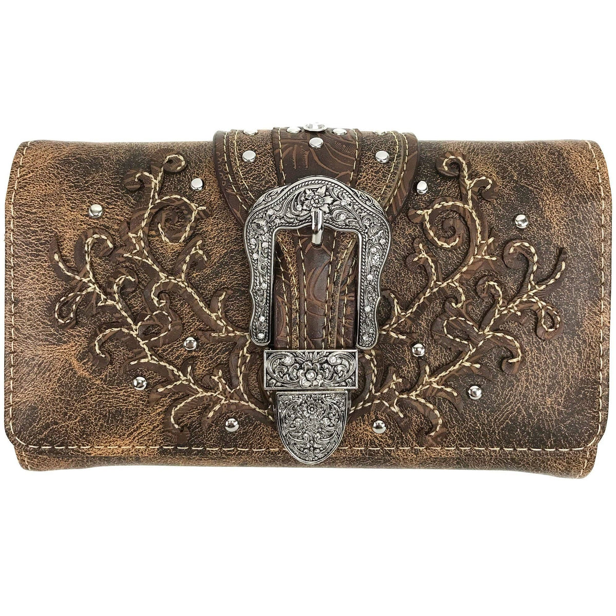 Classic Western Buckle Crossbody Trifold Wallet - UnLaced Boutique