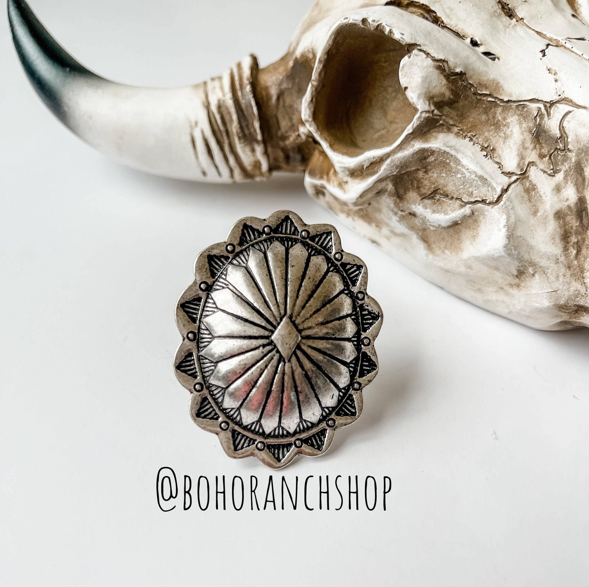 Concho Statement Ring Western Ring Adjustable - UnLaced Boutique