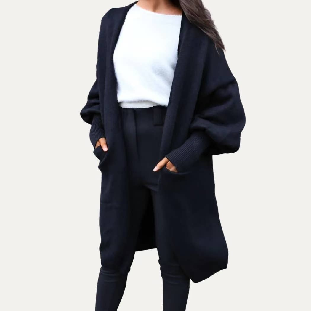 Cool Girl Black Balloon Sleeve Open Front Long Body Cardigan - UnLaced Boutique