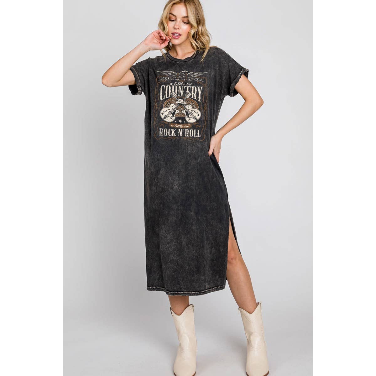 COUNTRY ROCK N ROLL MINERAL GRAPHIC DRESS - UnLaced Boutique