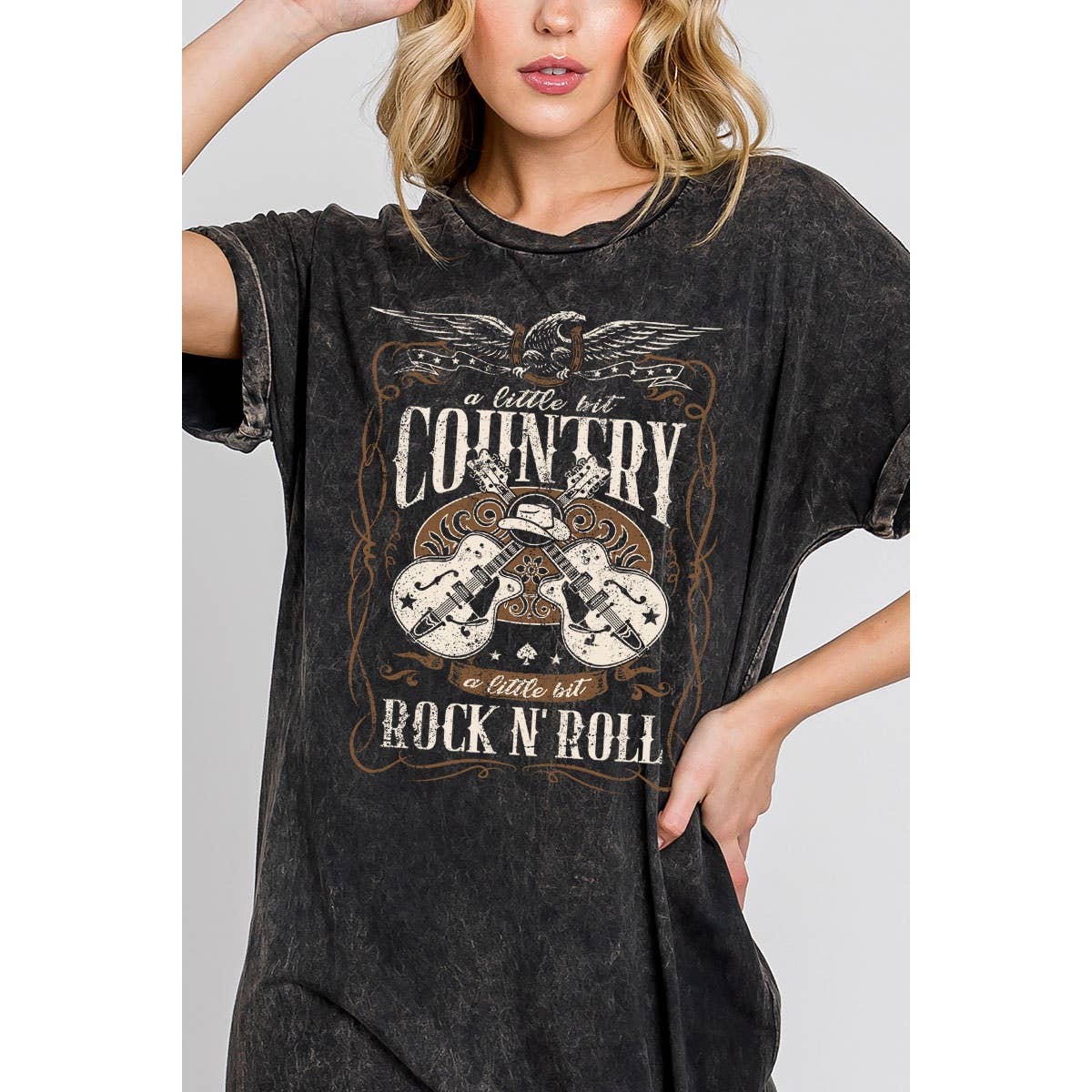 COUNTRY ROCK N ROLL MINERAL GRAPHIC DRESS - UnLaced Boutique