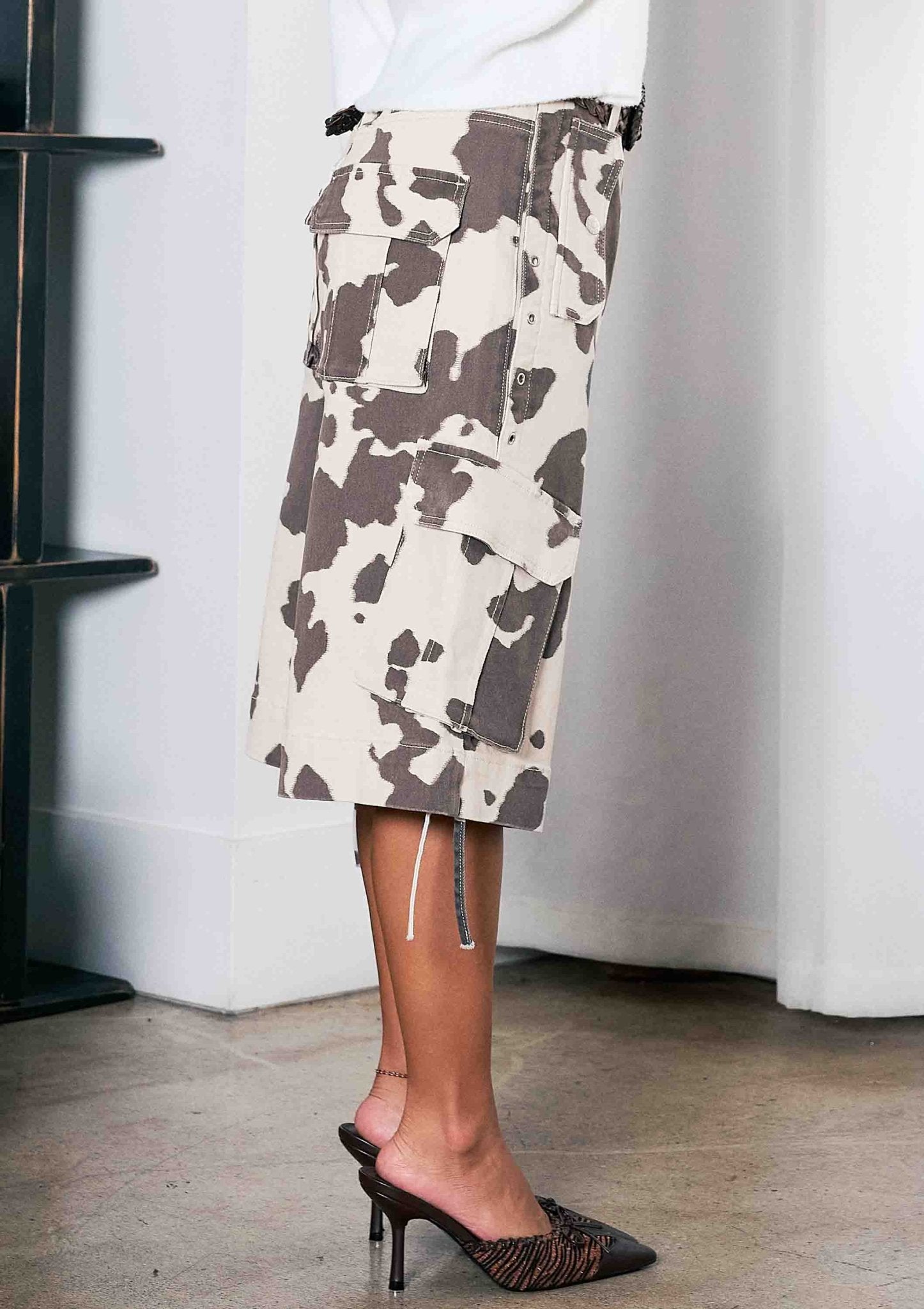 Cow print Cargo Jorts - UnLaced Boutique