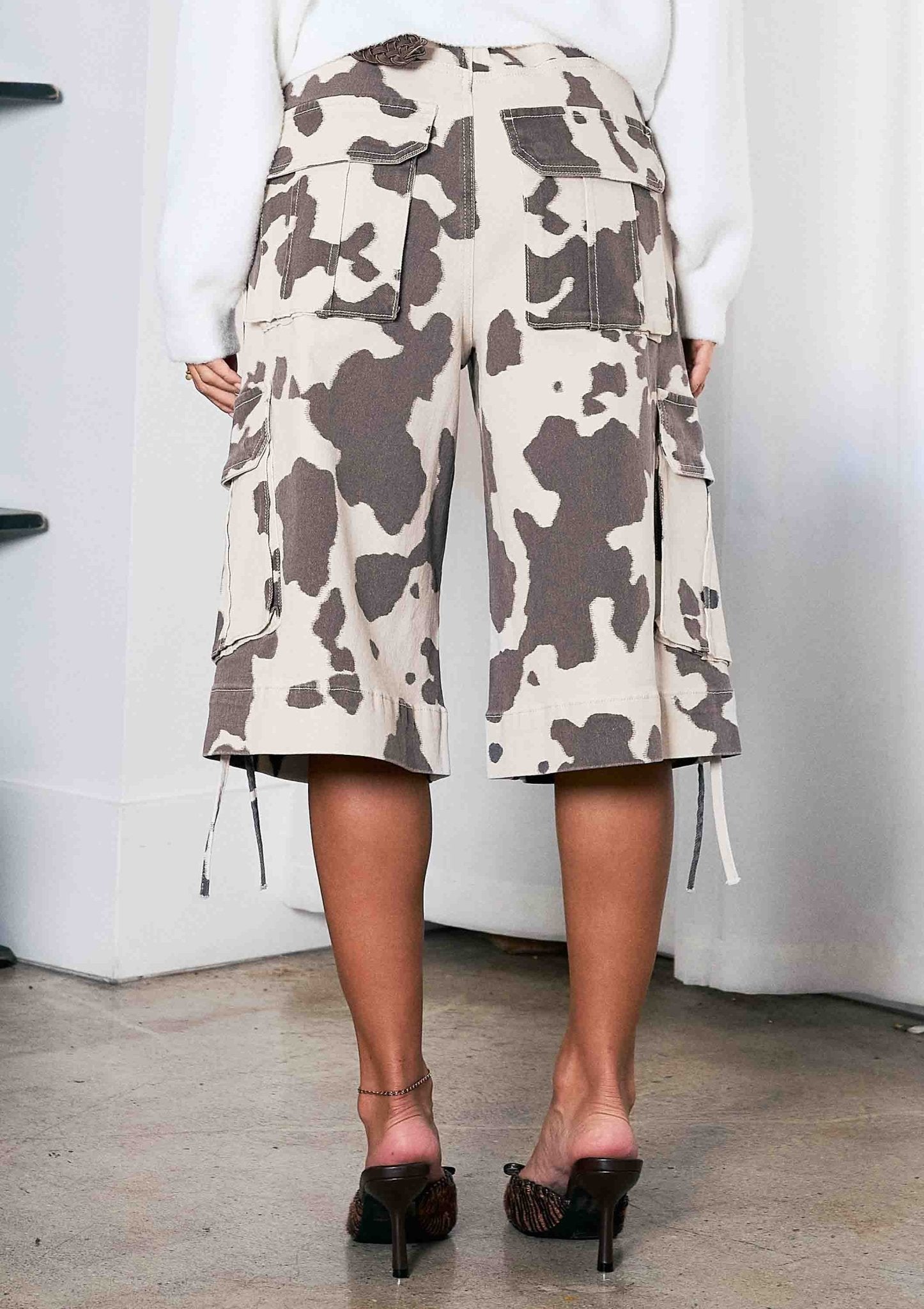 Cow print Cargo Jorts - UnLaced Boutique