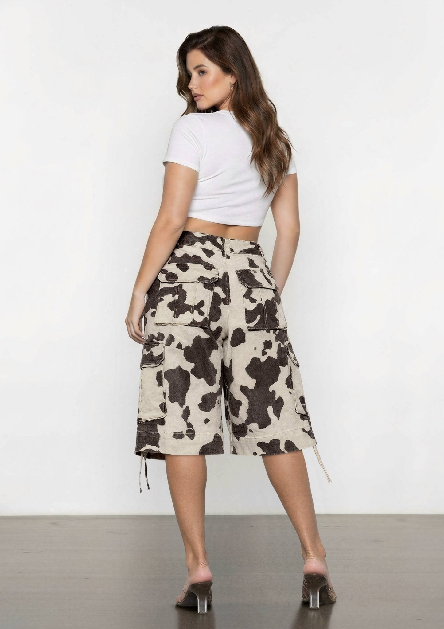 Cow print Cargo Jorts - UnLaced Boutique