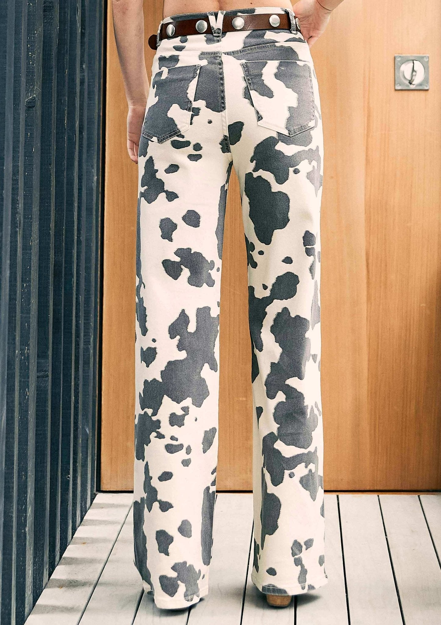 Cow Print Wide Leg Jeans - UnLaced Boutique