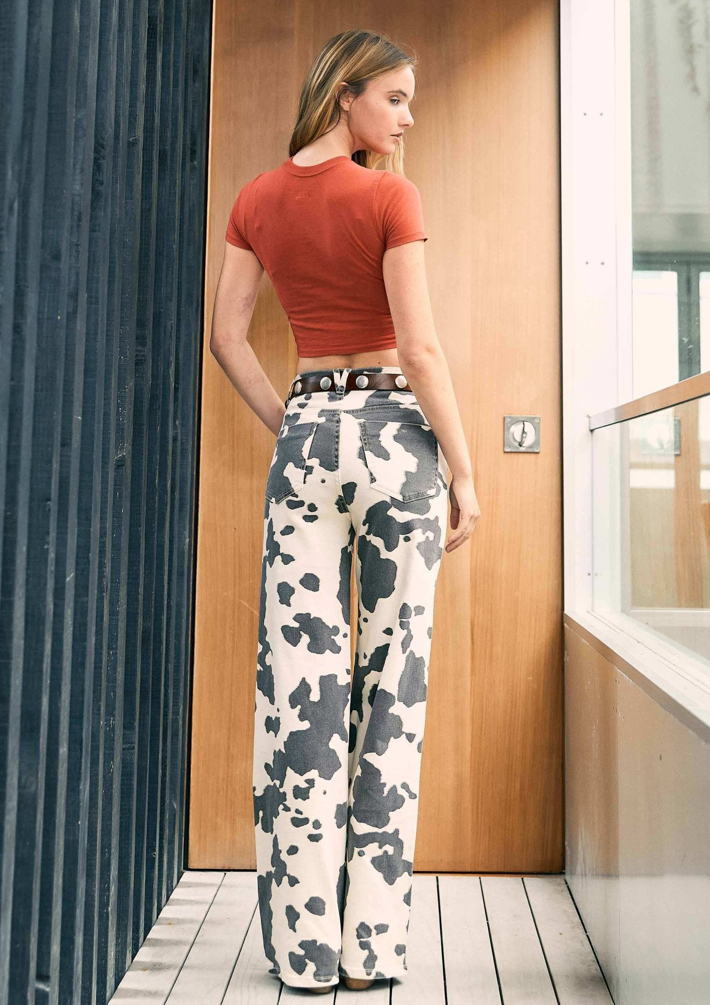Cow Print Wide Leg Jeans - UnLaced Boutique