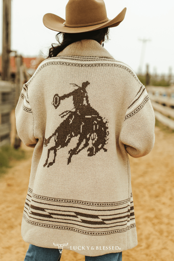 Cream Cow Skull Sweater Cardigan - UnLaced Boutique