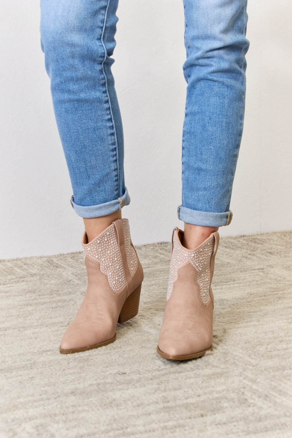 East Lion Corp Rhinestone Ankle Cowgirl Booties - UnLaced Boutique