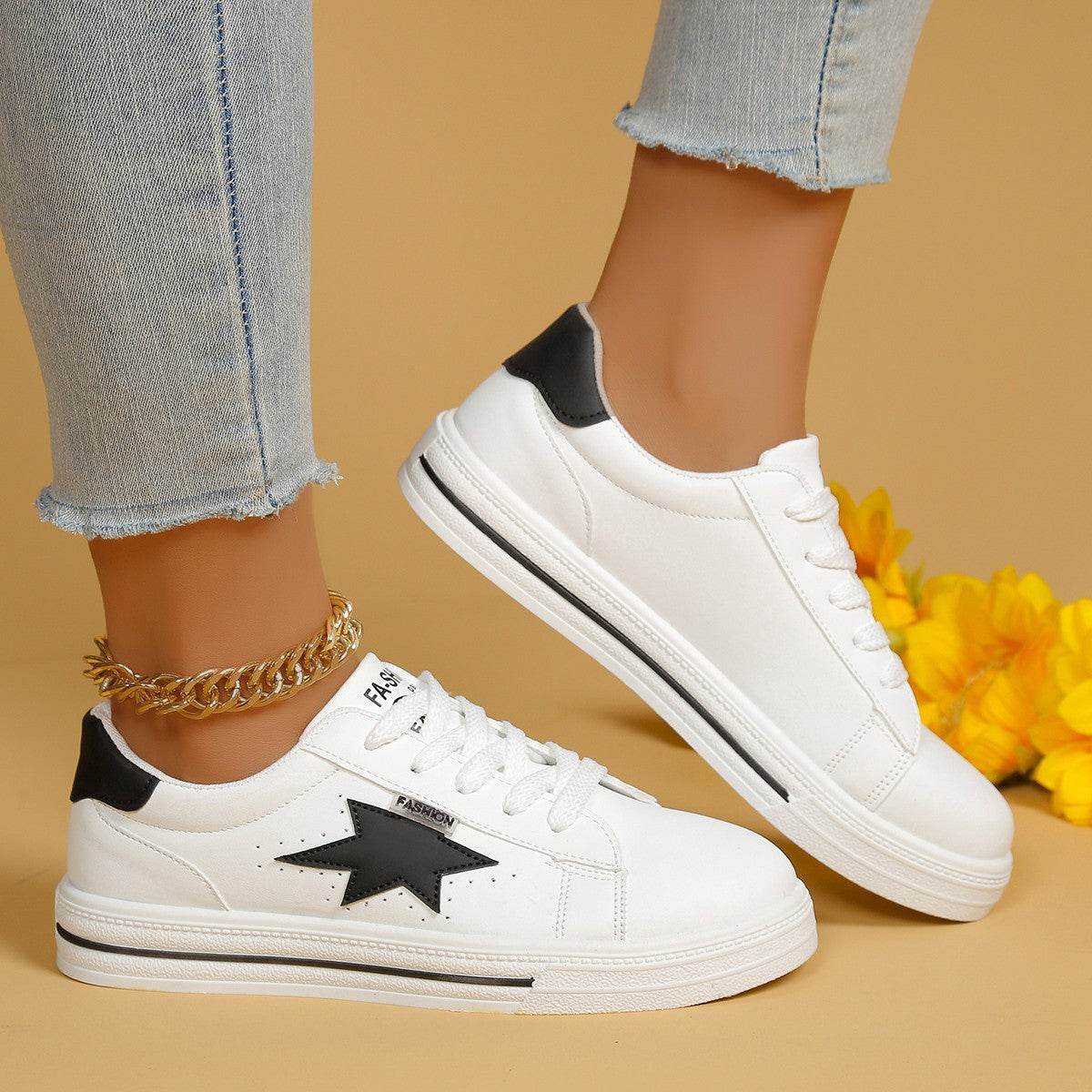 Star Round Toe Lace Up Sneakers - UnLaced Boutique