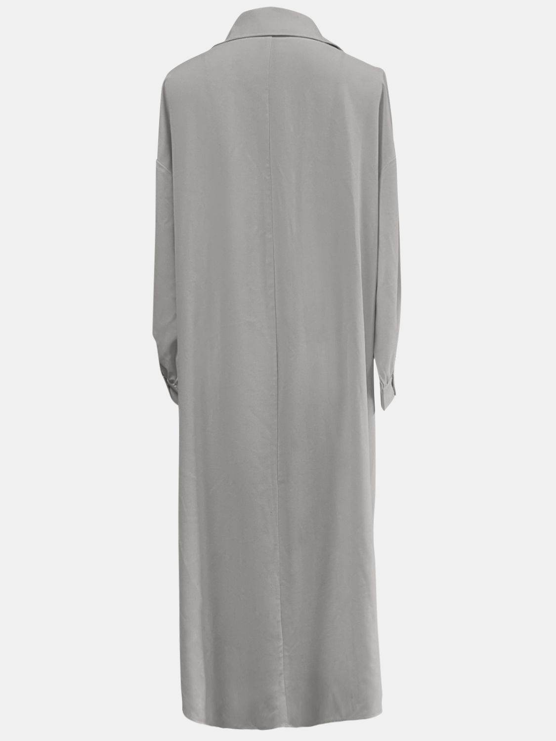 Full Size High-Low Collared Neck Long Sleeve Shirt - UnLaced Boutique