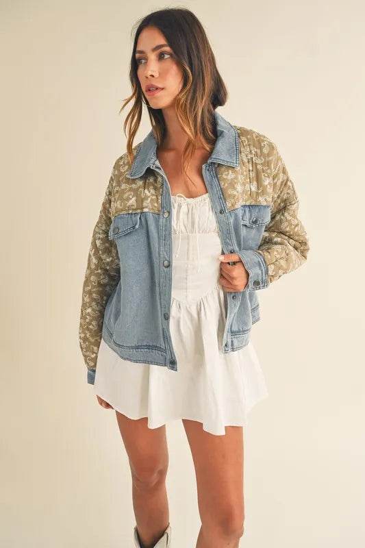 MABLE Quilted Paisley Print Contrast Denim Jacket - UnLaced Boutique