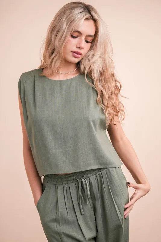 VERY J Solid Woven Top & Pants Set - UnLaced Boutique