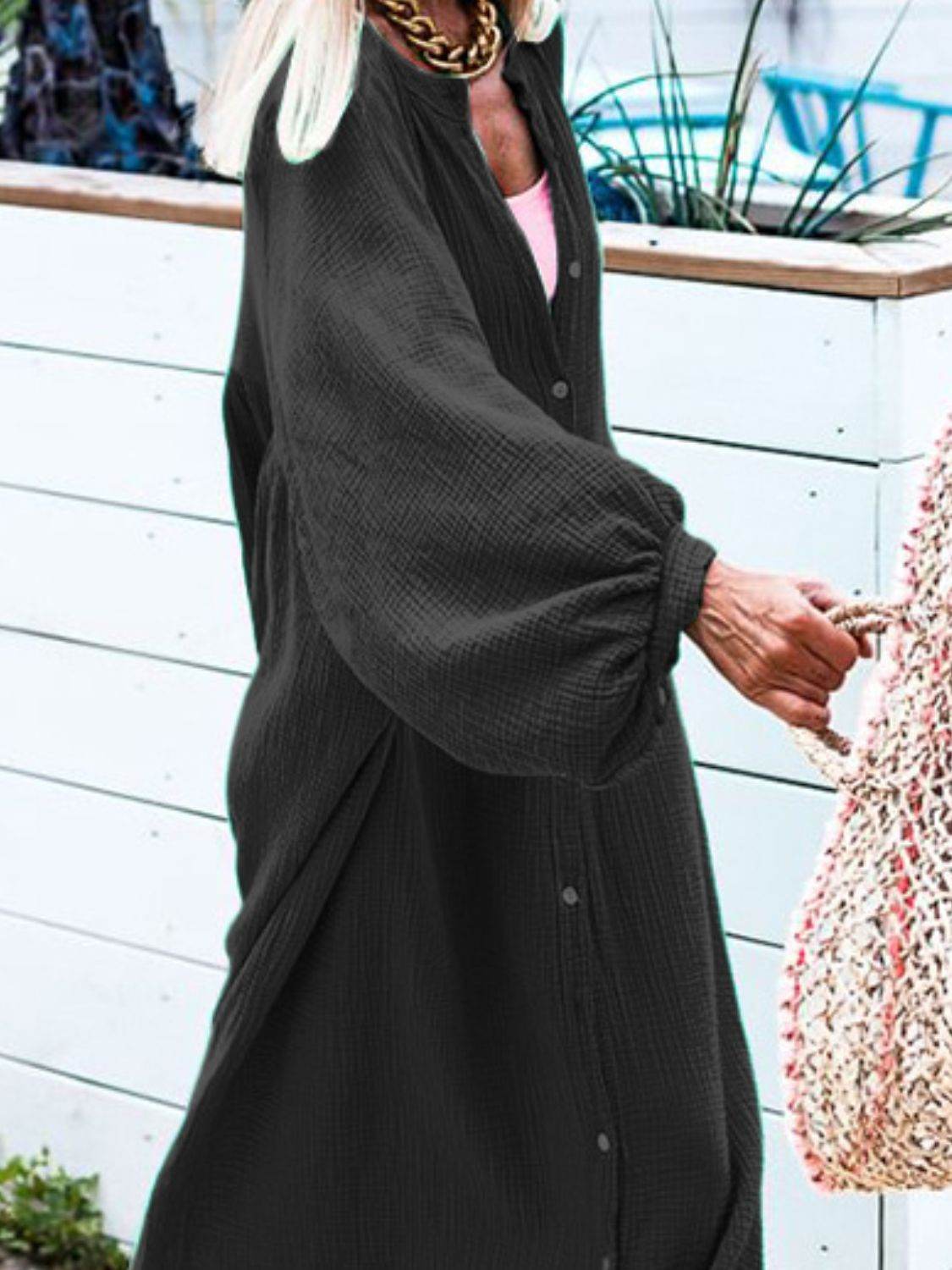 Button Down Long Sleeve Maxi Shirt Dress - UnLaced Boutique