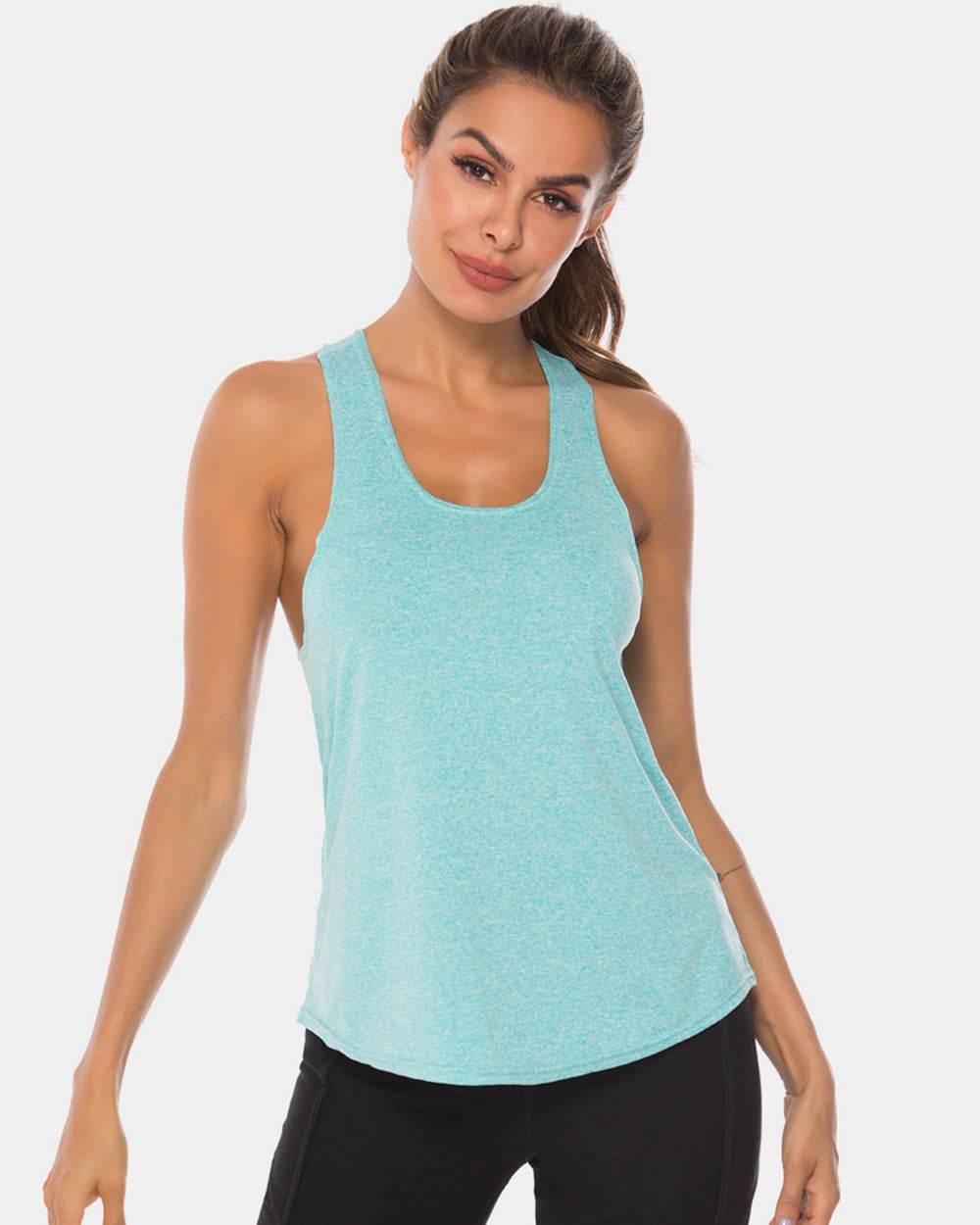 Full Size Scoop Neck Wide Strap Active Tank - UnLaced Boutique