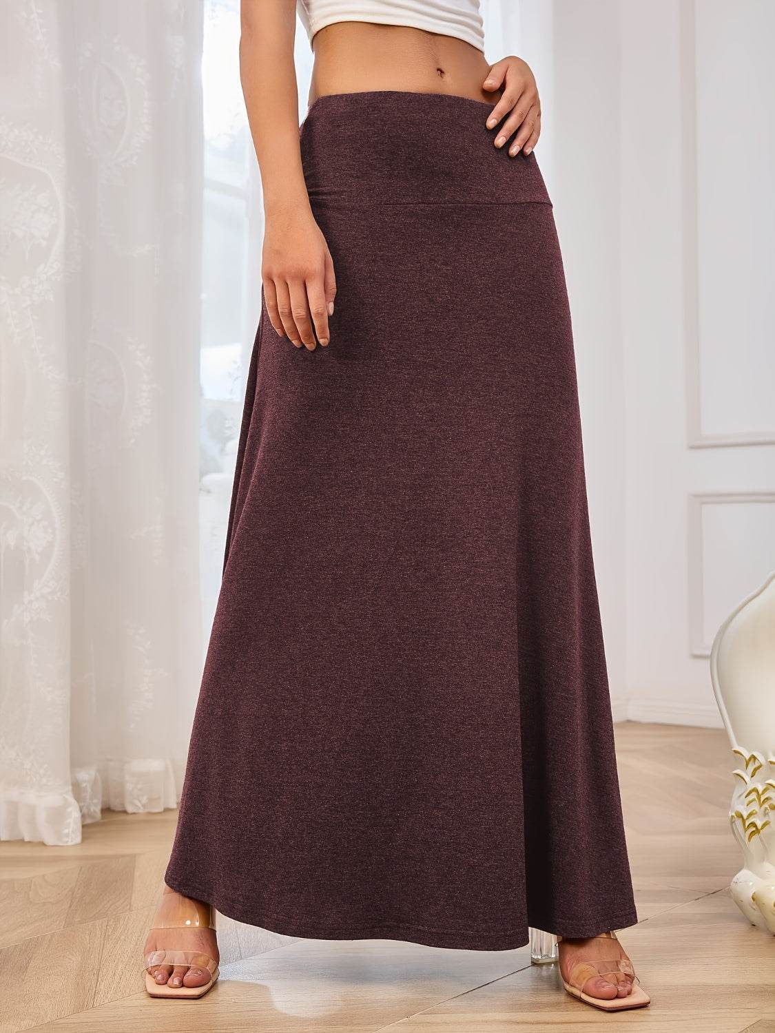 Solid Elastic Waist Maxi Skirt - UnLaced Boutique