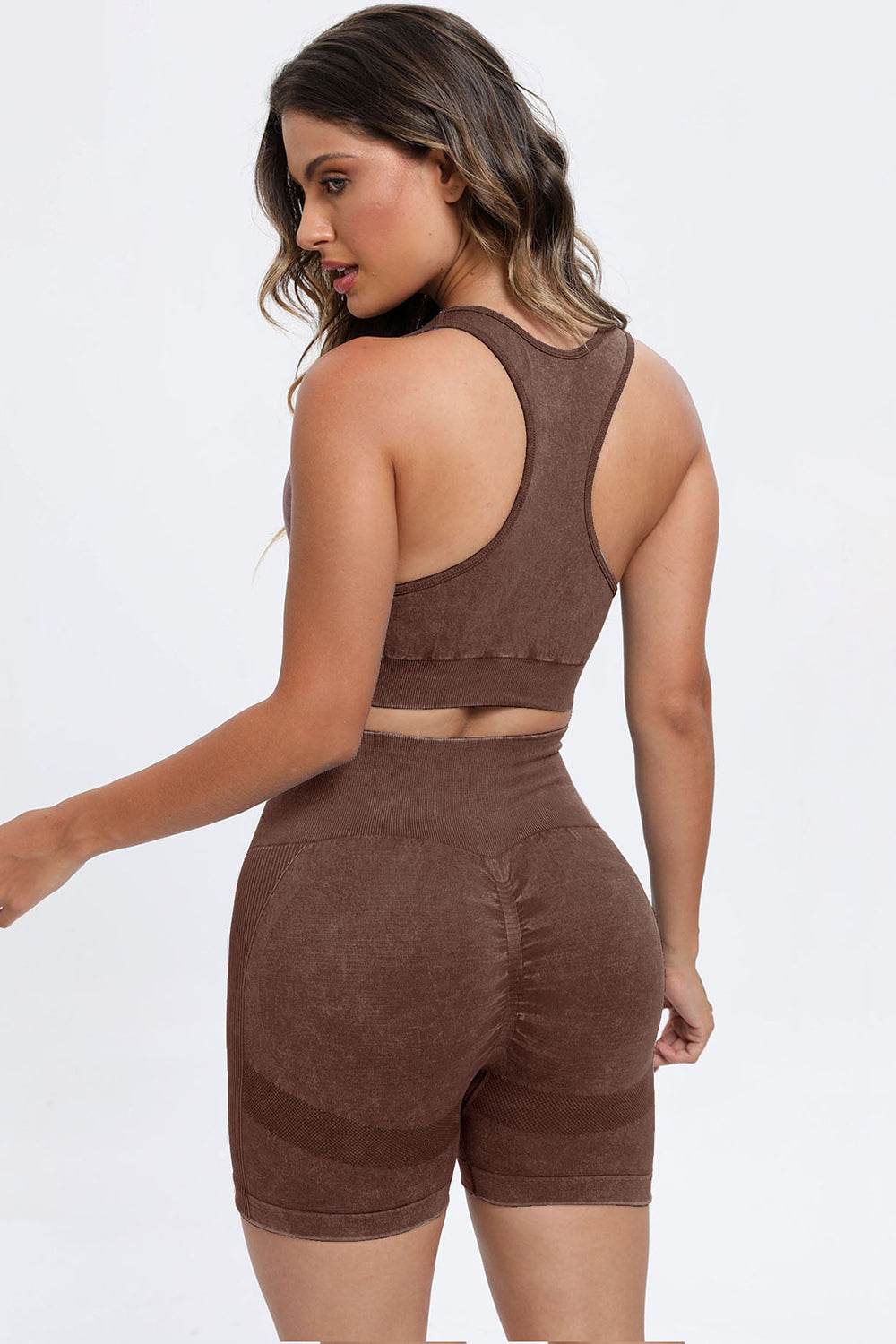 3 Piece Washed Square Neck Wide Strap Active Set - UnLaced Boutique