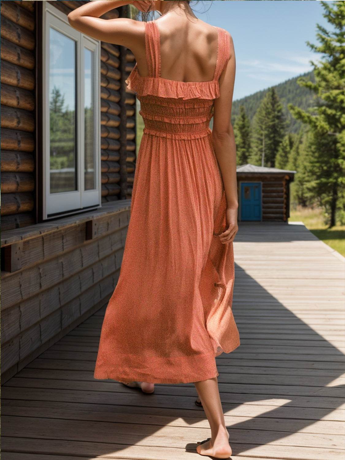 Frill Square Neck Wide Strap Dress - UnLaced Boutique