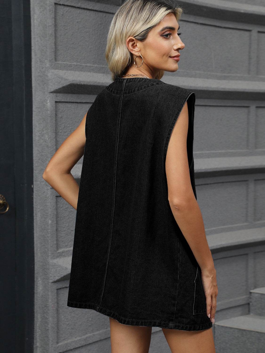 V-Neck Button Up Denim Vest - UnLaced Boutique