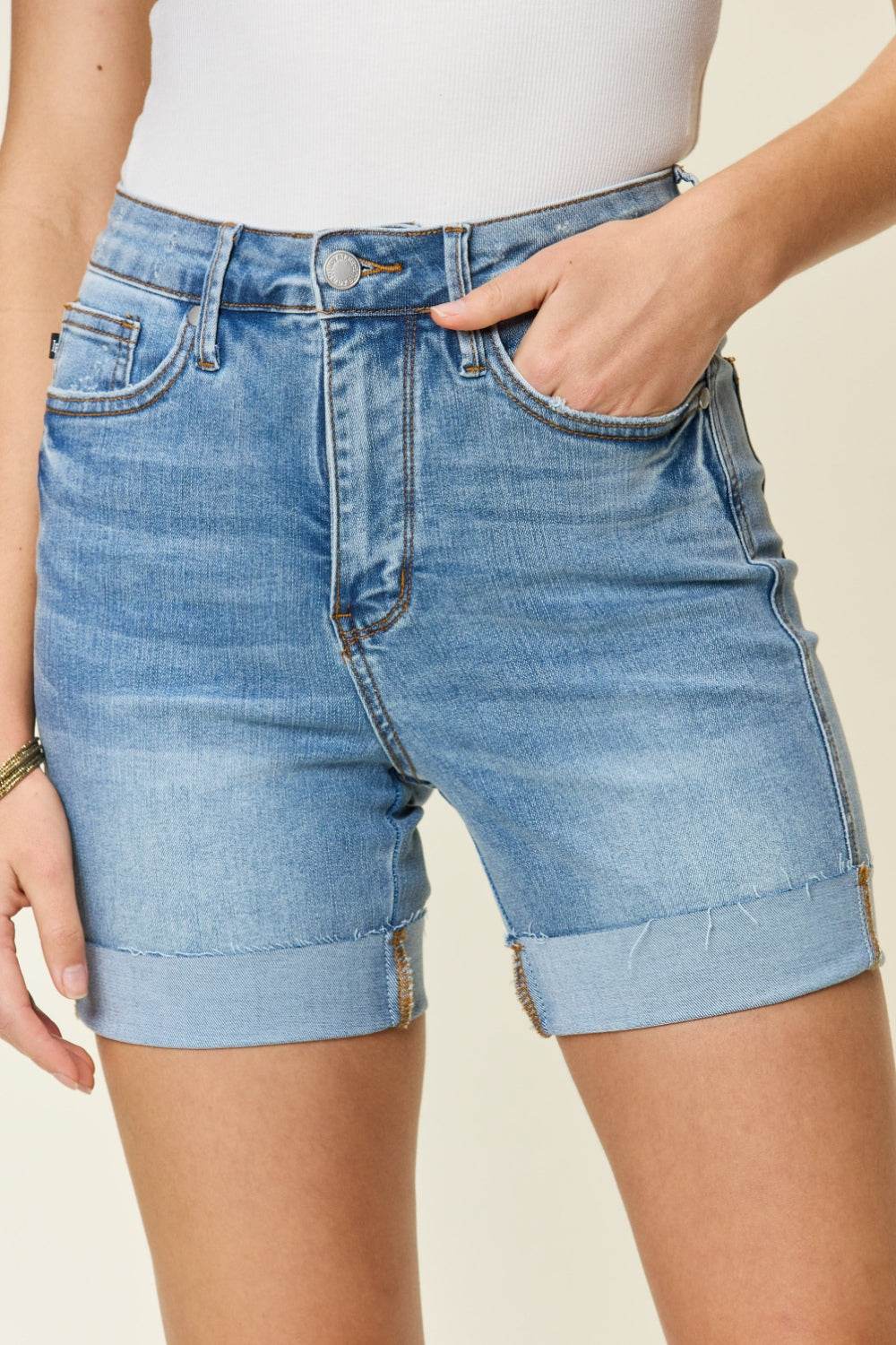 Judy Blue Full Size Tummy Control High Waist Denim Shorts - UnLaced Boutique