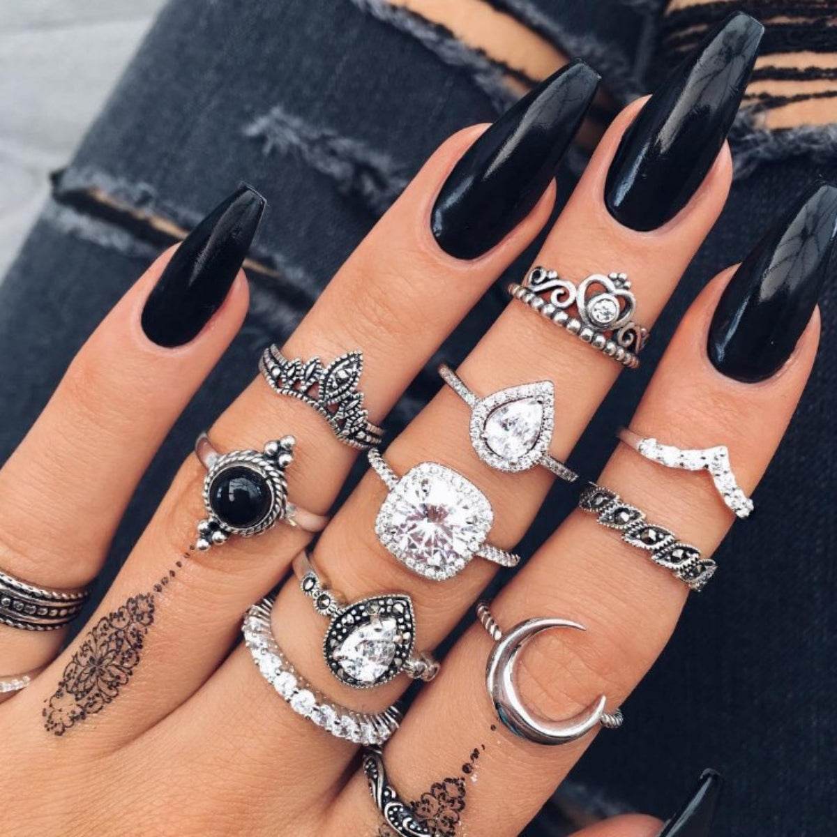 Alloy Synthetic Crystal 11-Piece Ring Set - UnLaced Boutique