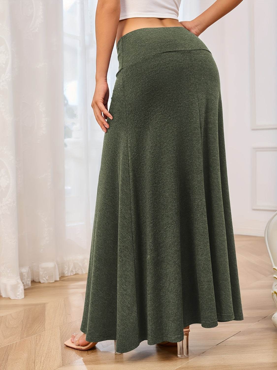 Solid Elastic Waist Maxi Skirt - UnLaced Boutique