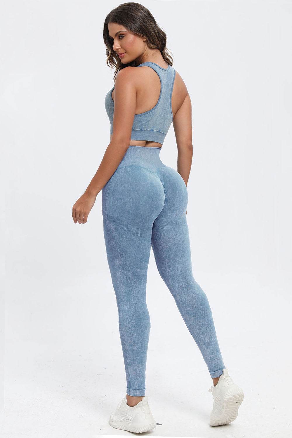 3 Piece Washed Square Neck Wide Strap Active Set - UnLaced Boutique