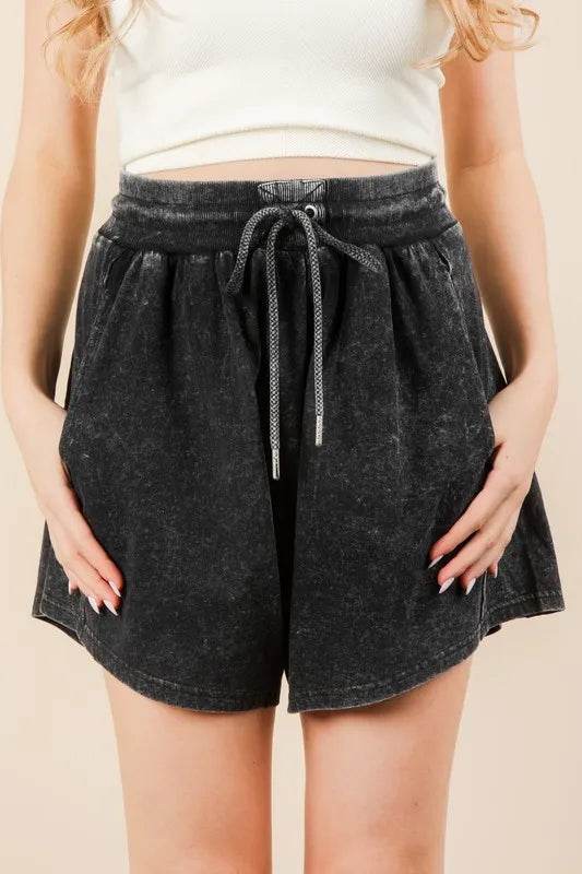 VERY J Mineral Washed Comfy Baggy Shorts - UnLaced Boutique