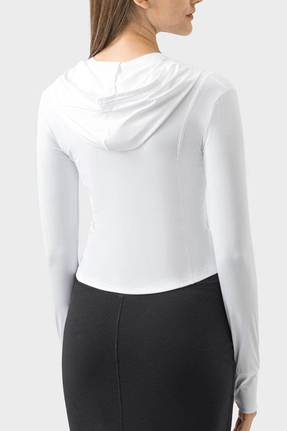 Millennia Pocketed Zip Up Hooded Long Sleeve Active Outerwear - UnLaced Boutique