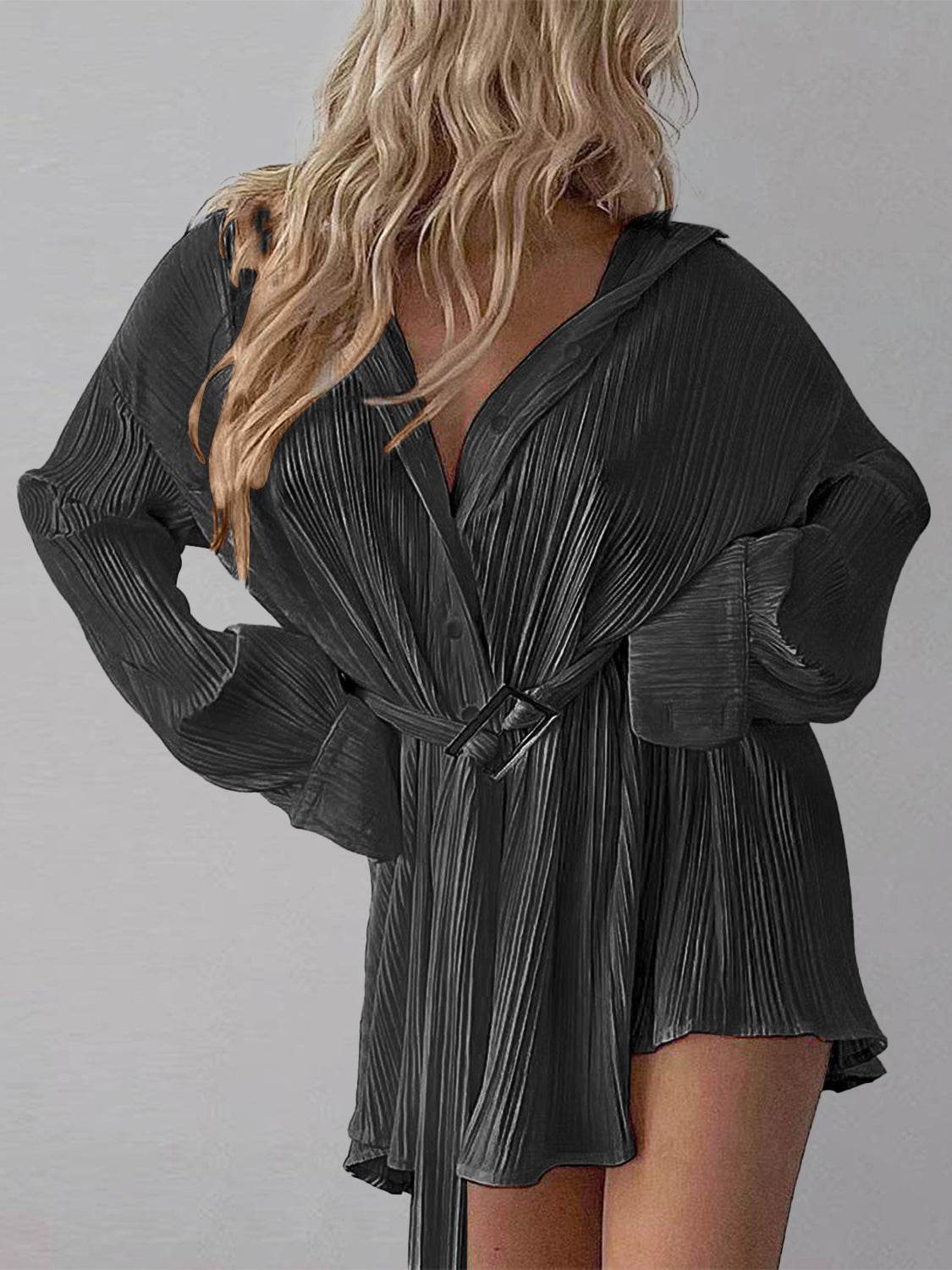 Button Up Dropped Shoulder Shirt Dress - UnLaced Boutique