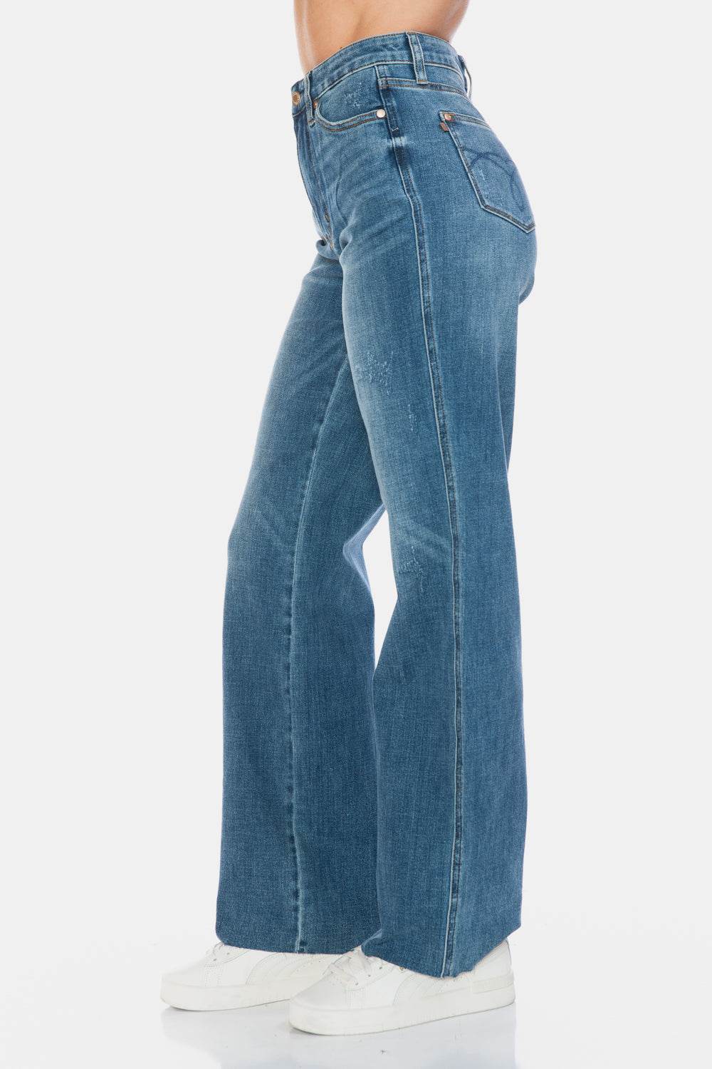 Judy Blue Full Size Tummy Control Cut Raw Hem Straight Jeans - UnLaced Boutique