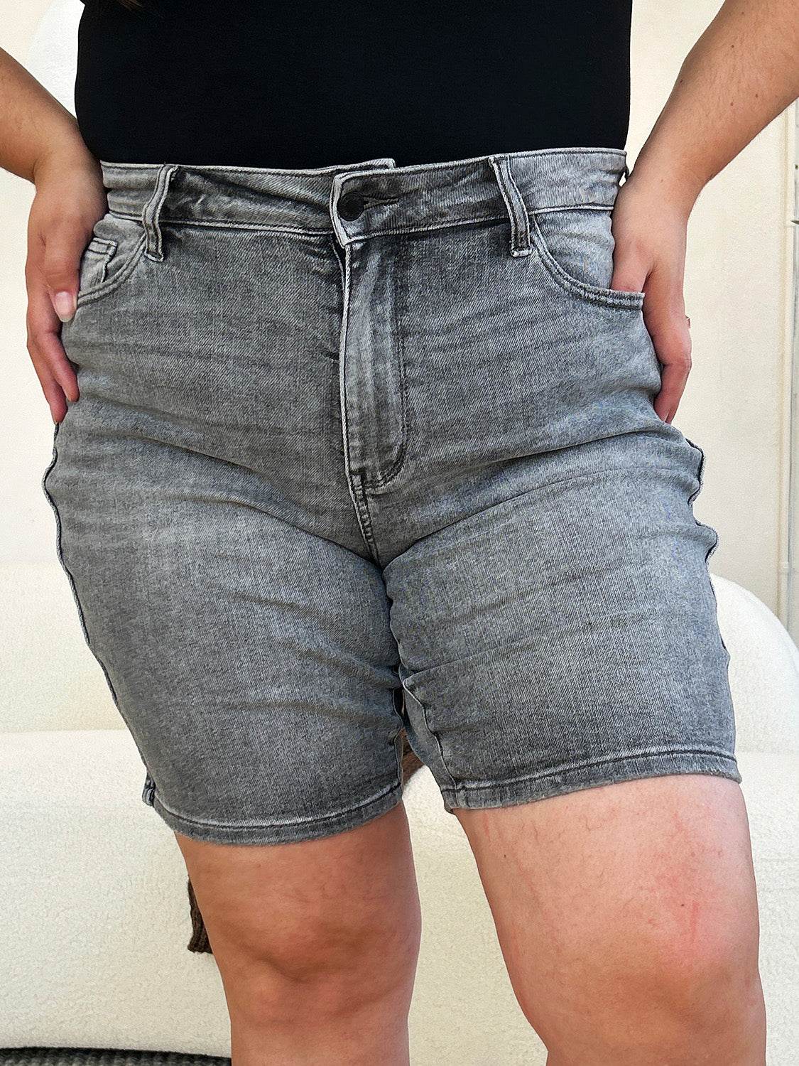 Judy Blue Full Size High Waist Washed Denim Shorts - UnLaced Boutique