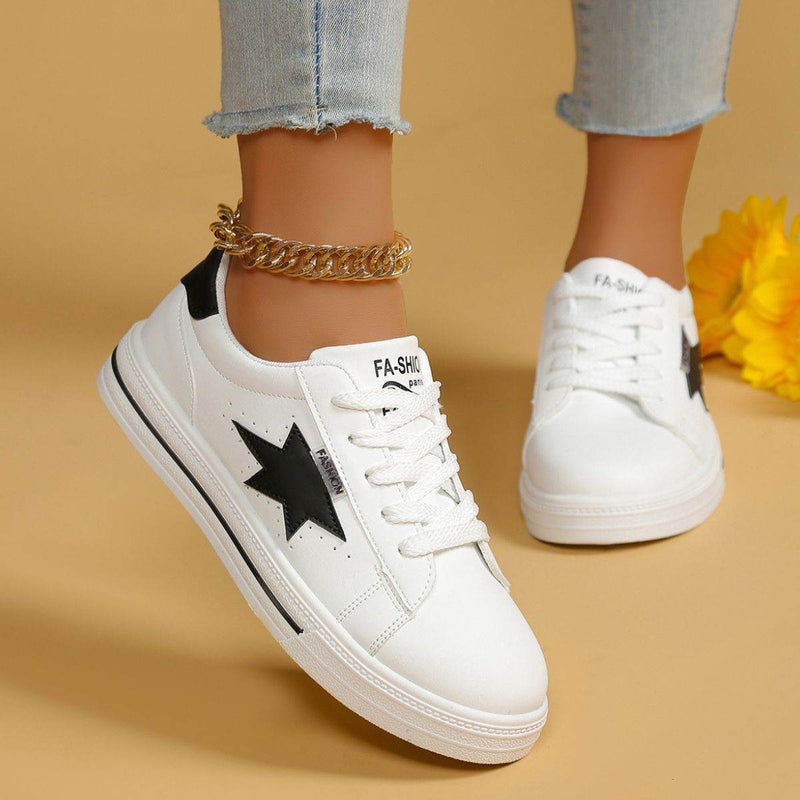 Star Round Toe Lace Up Sneakers - UnLaced Boutique