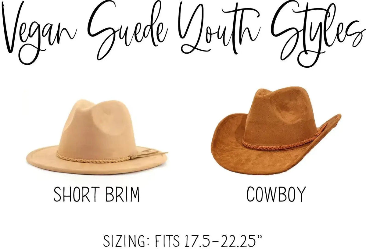 Dark Brown Youth Size Vegan Suede Hat Blank Cowboy - UnLaced Boutique