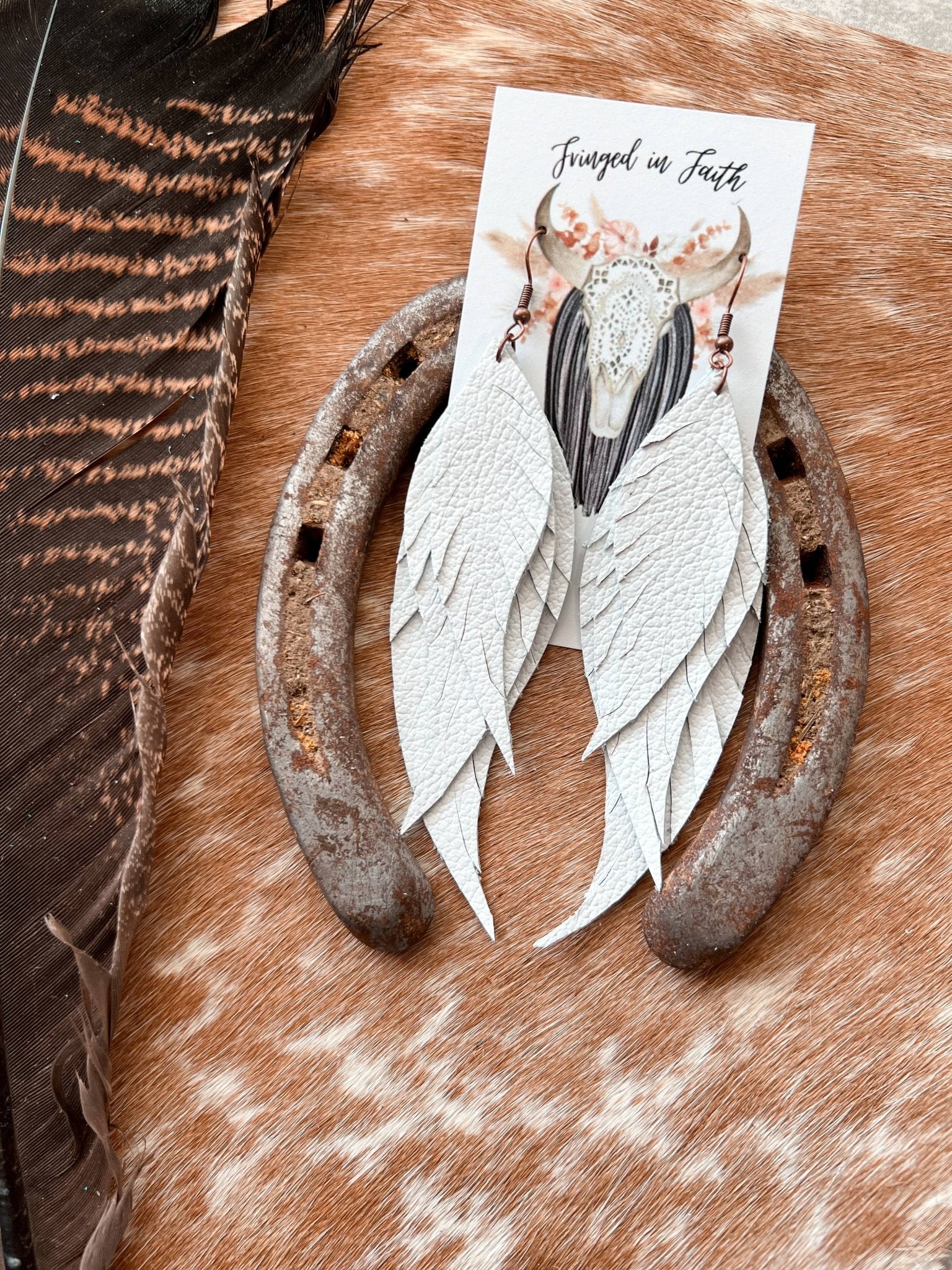 Dawson Fringe Feather White Earrings - UnLaced Boutique