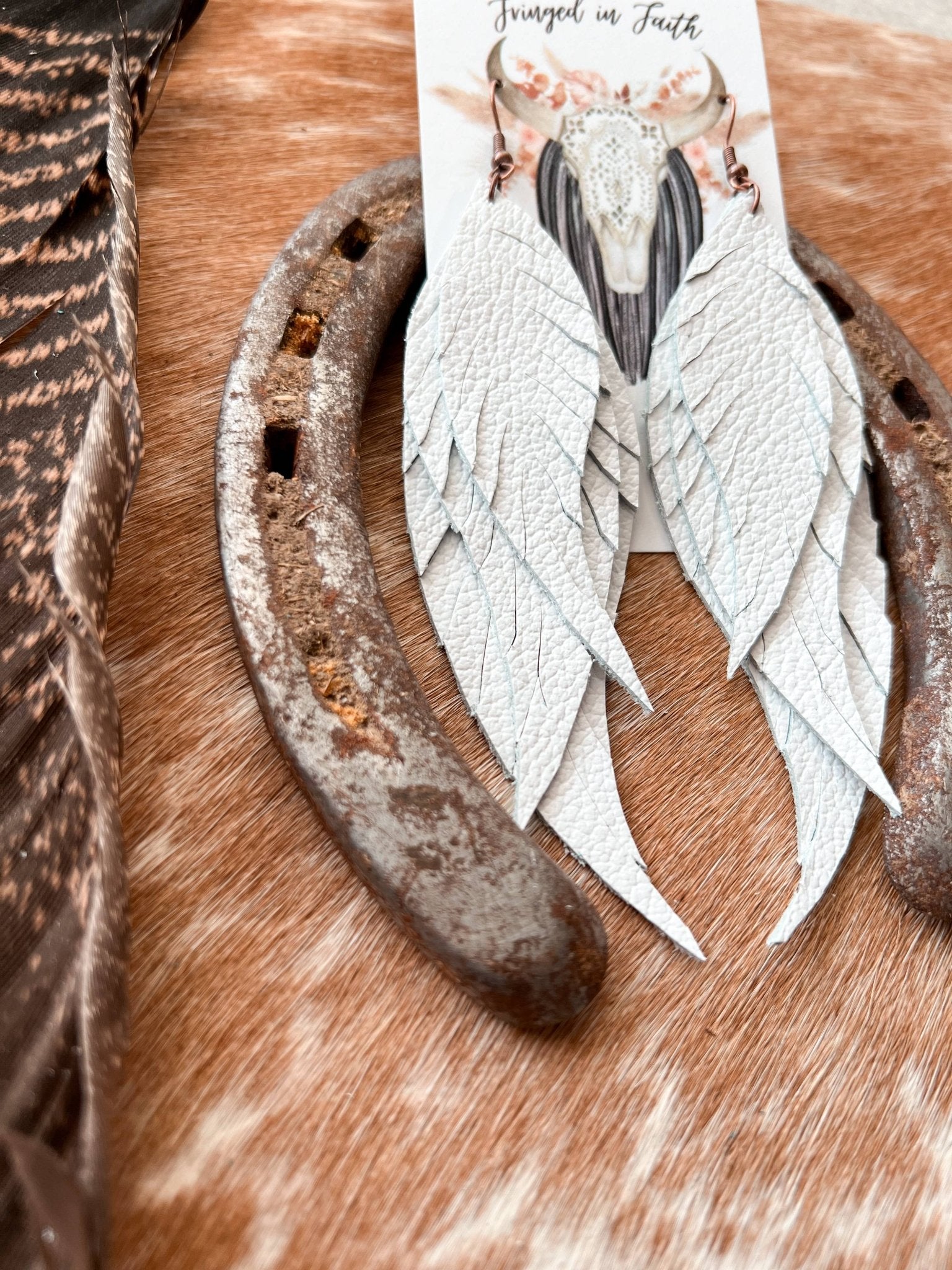 Dawson Fringe Feather White Earrings - UnLaced Boutique