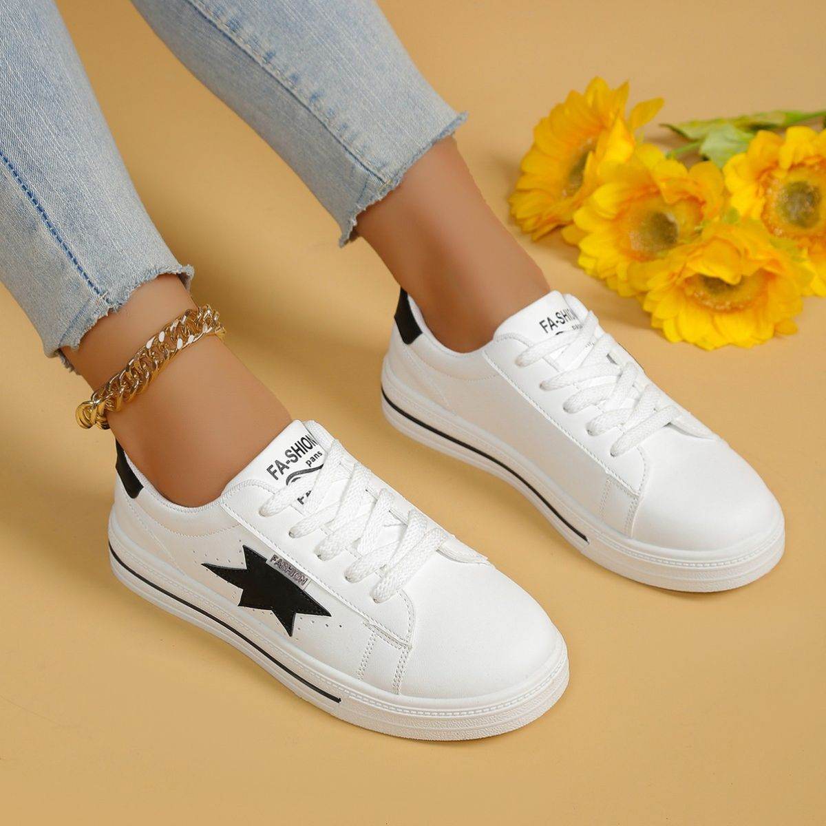 Star Round Toe Lace Up Sneakers - UnLaced Boutique