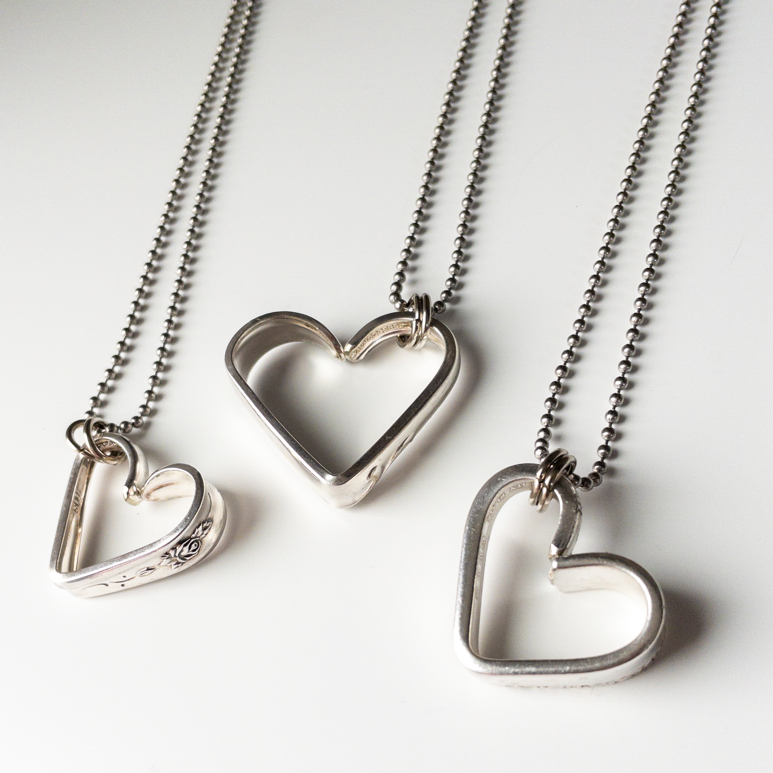 Bent Heart Silverware Necklace