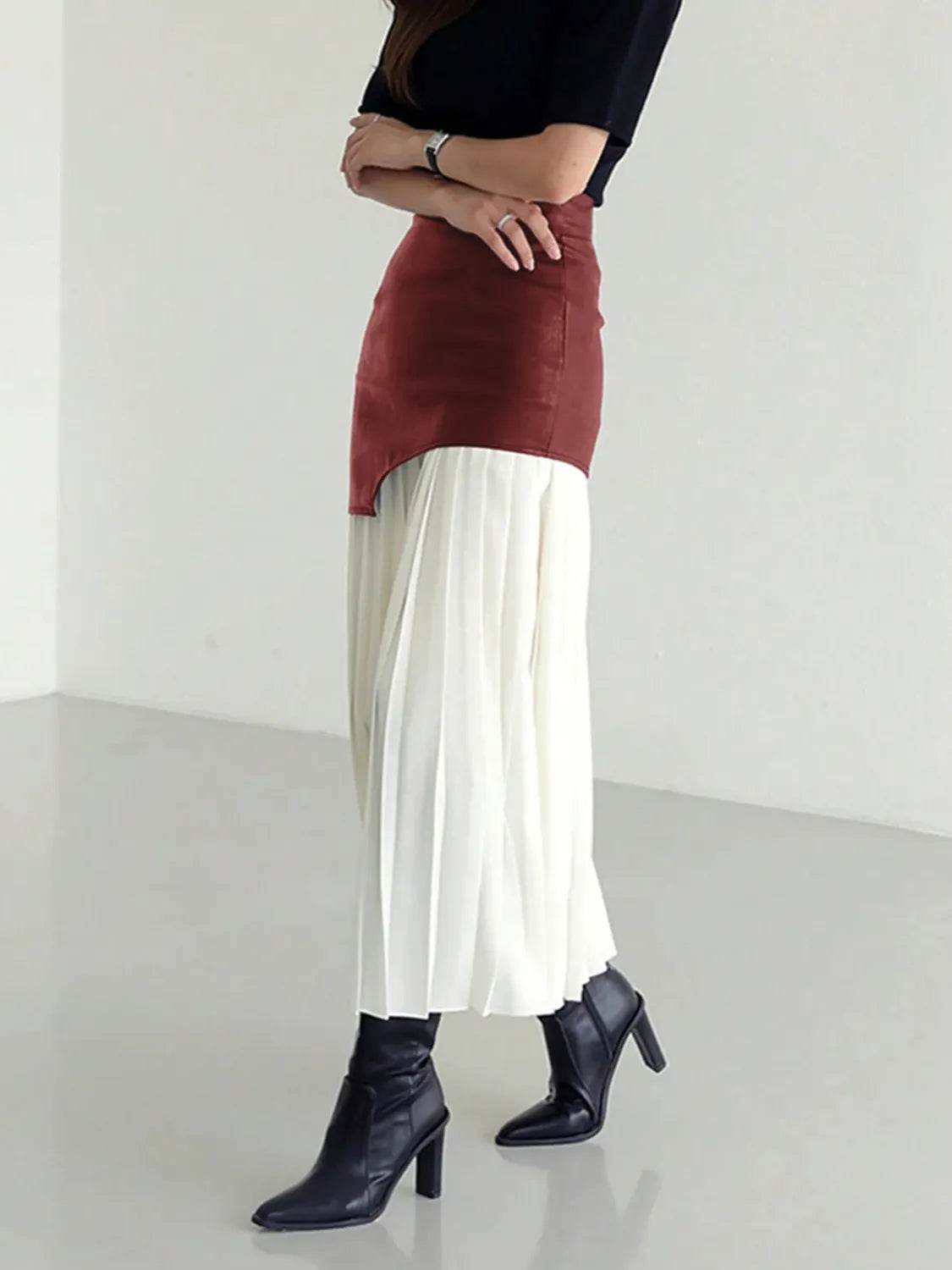 Patchwork Contrast Pleated Skirt - UnLaced Boutique