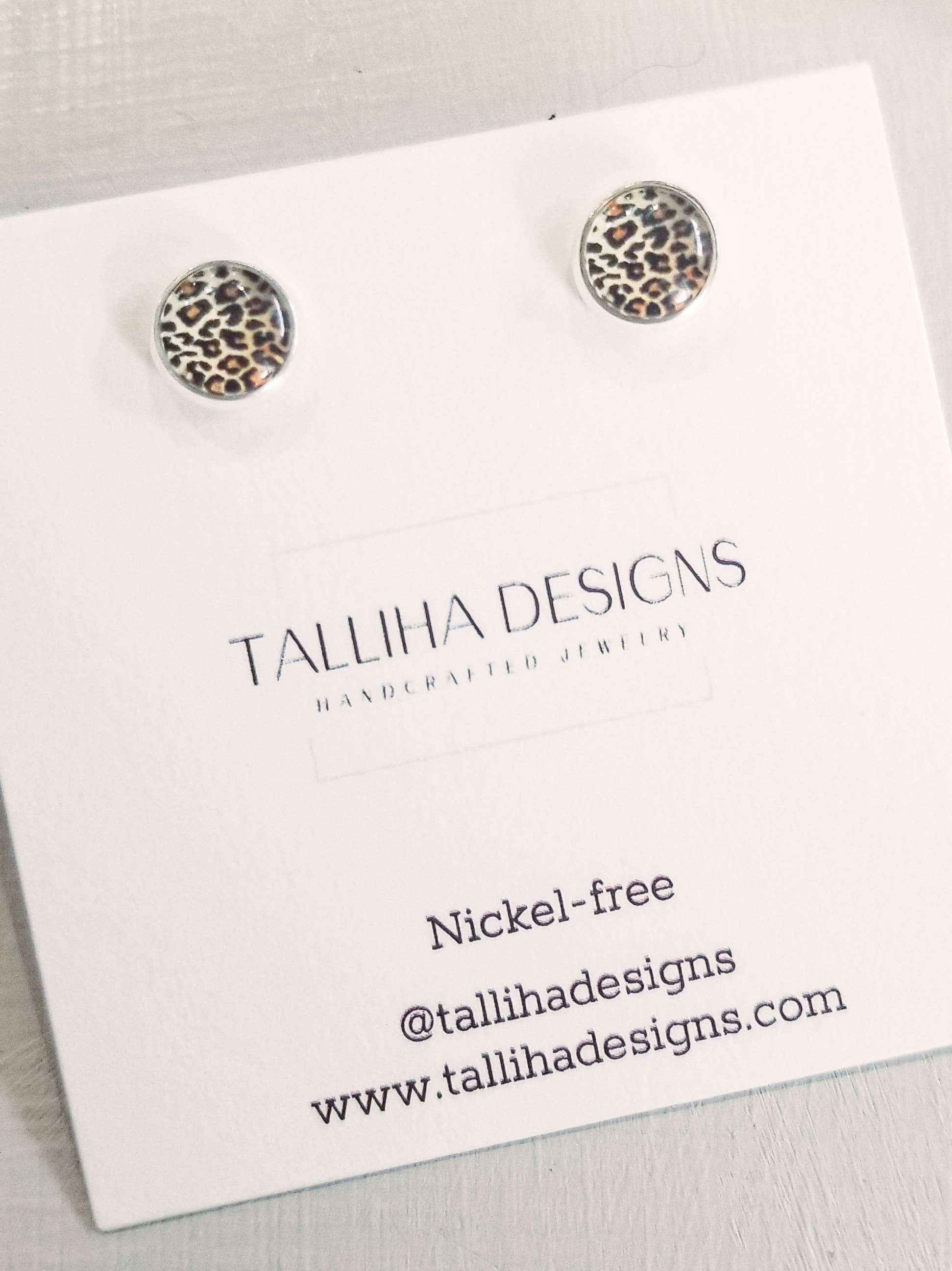 Cheetah/ Leopard Animal Print Glass Studs