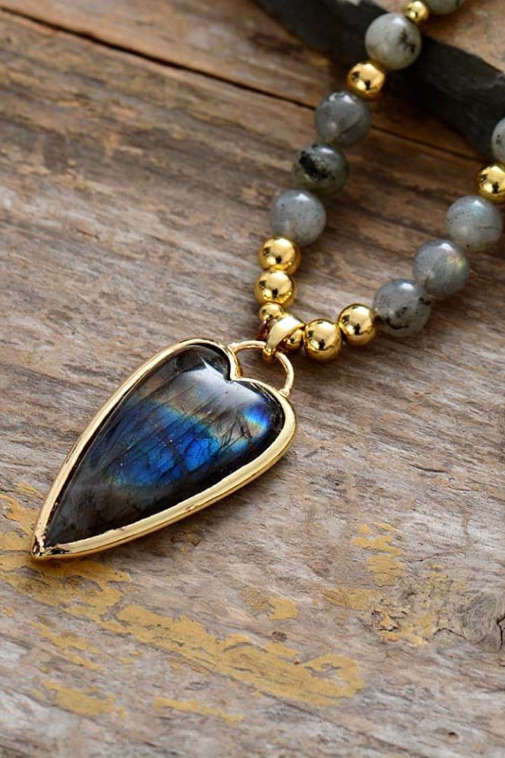 Natural Stone Pendant Beaded Necklace - UnLaced Boutique