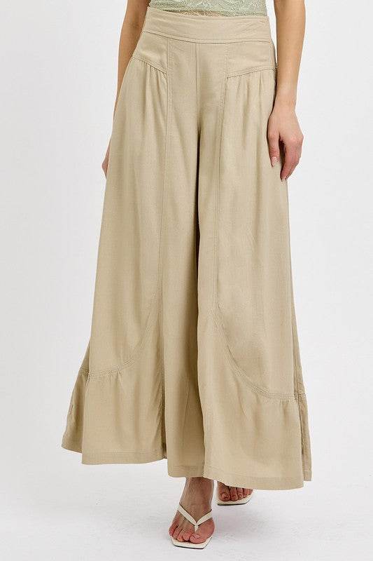 RISEN Shirring Detail Wide Leg Pants - UnLaced Boutique
