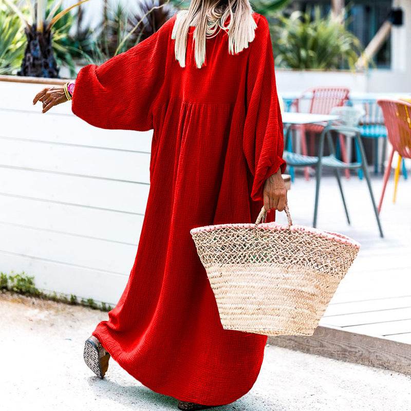 Button Down Long Sleeve Maxi Shirt Dress - UnLaced Boutique