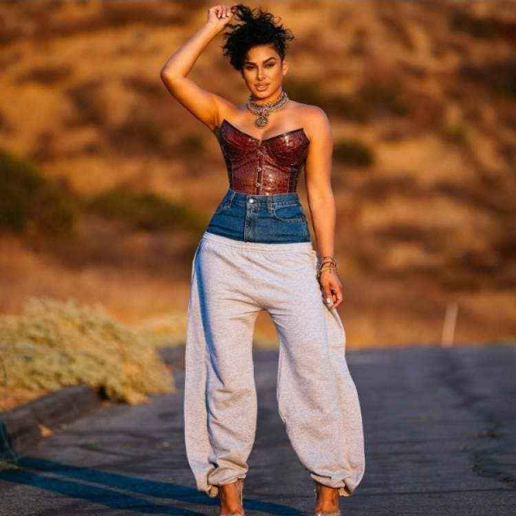 Denim patchwork high waist loose pants - UnLaced Boutique