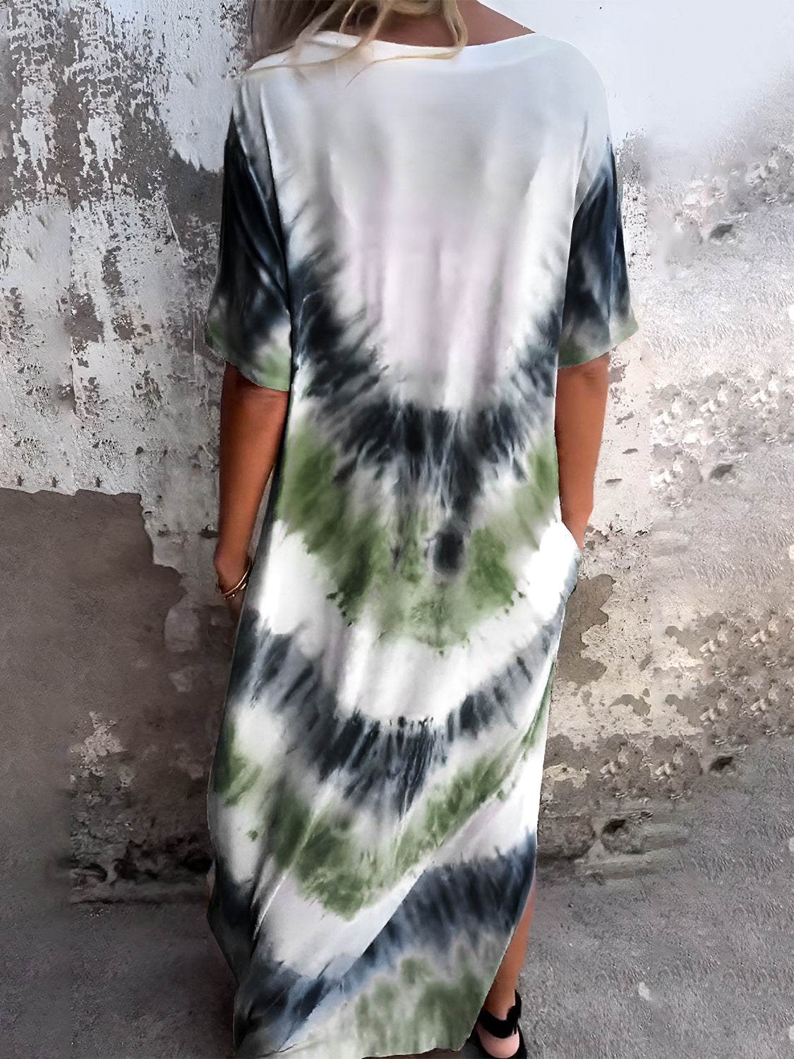 Full Size Pocketed Tie-Dye Short Sleeve Dress - UnLaced Boutique