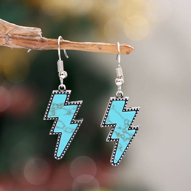 Artificial Turquoise Lightning Dangle Earrings - UnLaced Boutique
