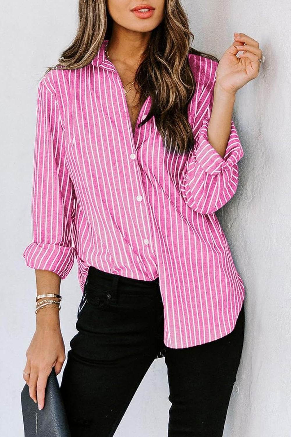 Lovelet Striped Button Up Long Sleeve Shirt - UnLaced Boutique