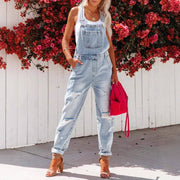 Distressed Denim Overalls with Pocket Rip Detail - UnLaced Boutique