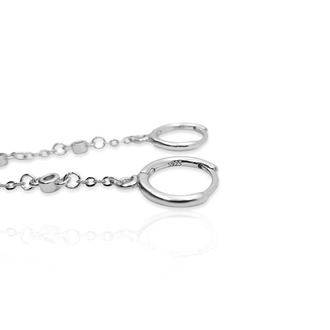 Double Hoop Bezel Chain Earrings - UnLaced Boutique
